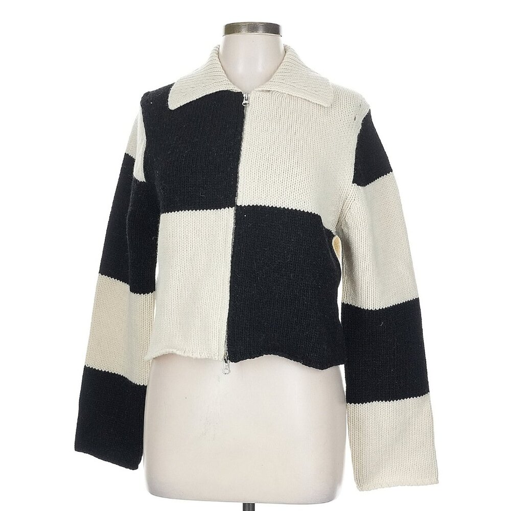 De Base Kare Zip Wool Cardigan One Size